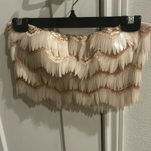 Festive Cropped Fringe Tube Top